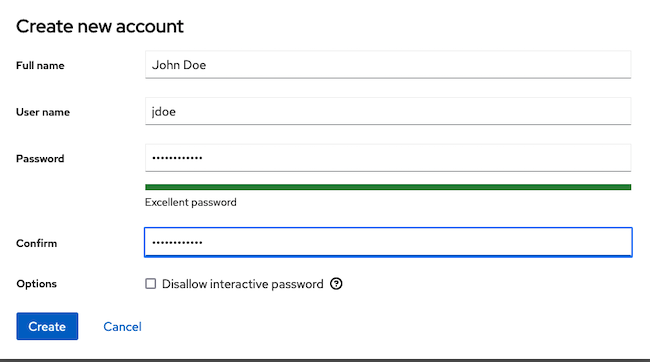 Cockpit New Account Screen Cockpit New Account Screen