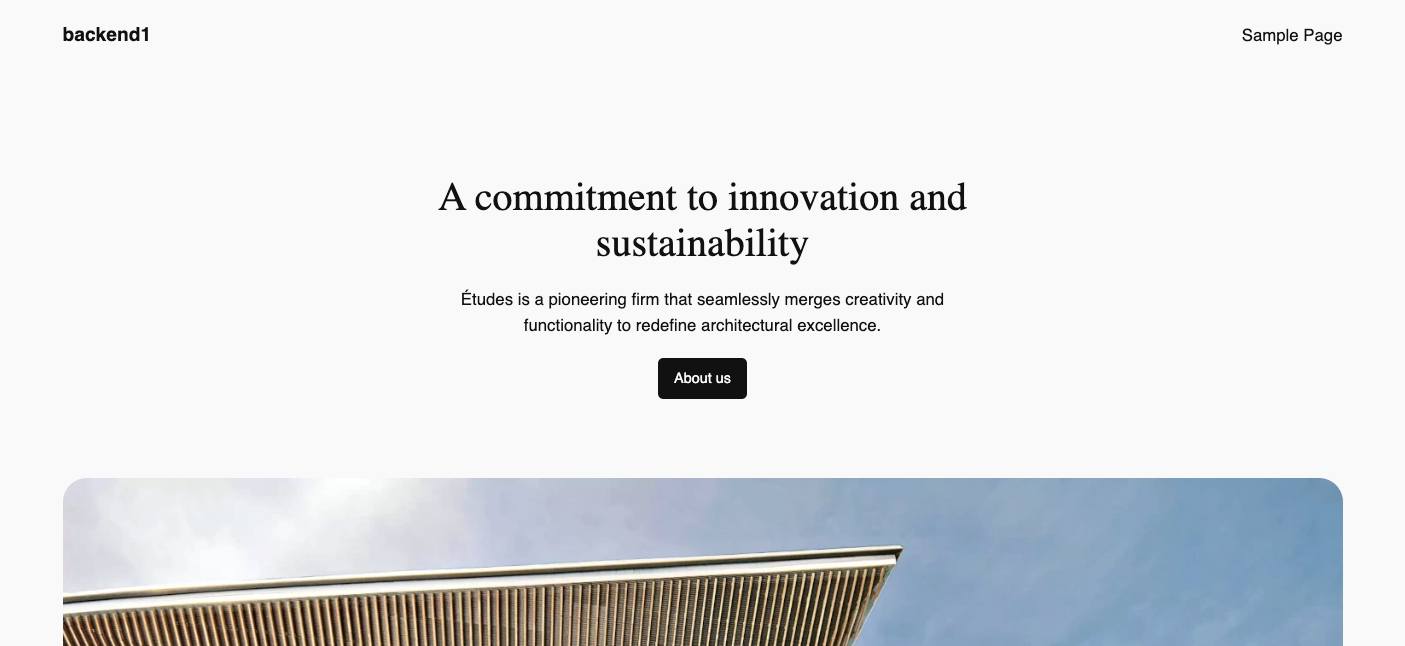 The 2024 default WordPress homepage served from backend1. The 2024 default WordPress homepage served from backend1.