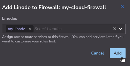 List of Linode instances attached to the firewall in the UI. List of Linode instances attached to the firewall in the UI.