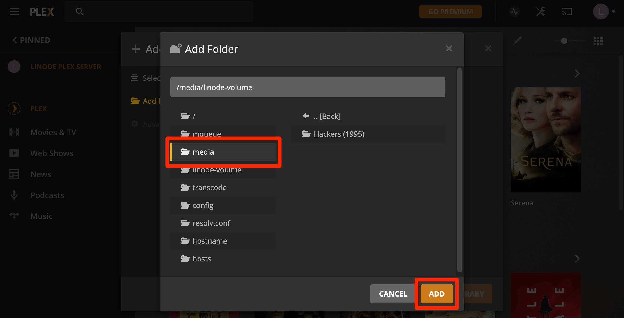 Select Media Library Directory. Select Media Library Directory
